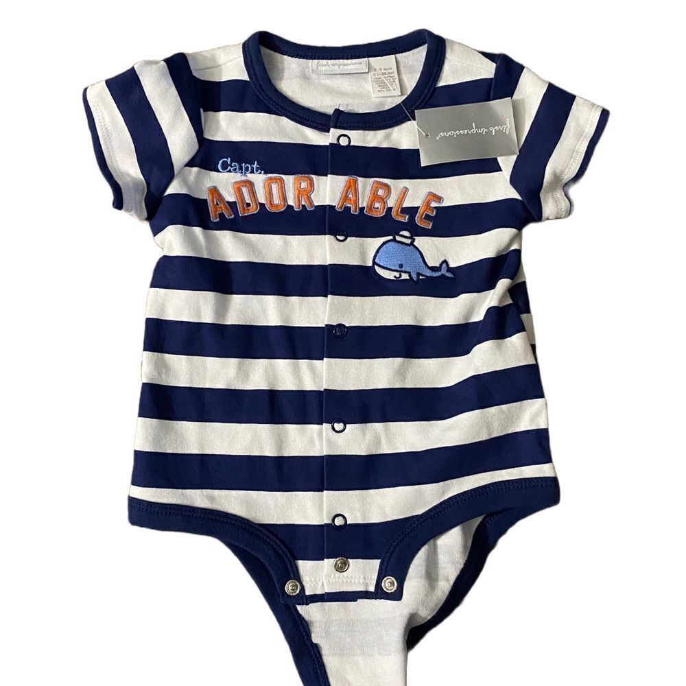 Infant Baby First Impressions Captain Adorable Whale Onesie NWT